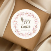 キュートピンクウィローハッピーイースター ラウンドシール