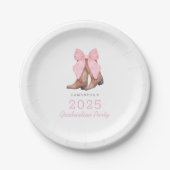 キュートピンクウェスタン女性のカーボーイ2025卒業パーティー ペーパープレート (正面)