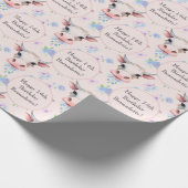 キュートピンクウォーターカラースタイルカウファームアニマル文字 ラッピングペーパー (角)