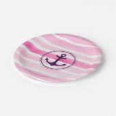 キュートピンクウォーターカラーズパープルいかり ペーパープレート (アングル)