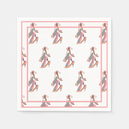 キュートピンクウォーターカラーディバグラムスティレトス紙プラ スタンダードカクテルナプキン