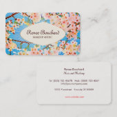 キュートピンクウォーターカラーフローラレトロ美しいスパ 名刺 (正面/裏面)