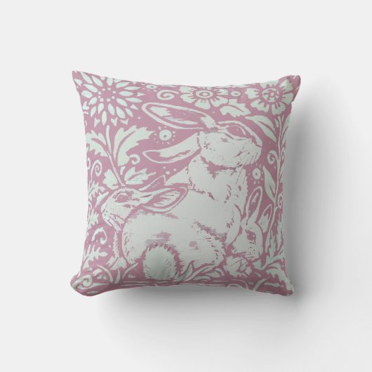 キュートピンクウサギベビーバニーパステル子供部屋デコール クッション (正面)