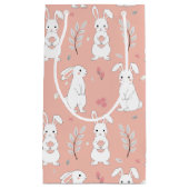 キュートピンクウサギ春 スモールペーパーバッグ (正面)