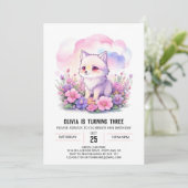 キュートピンクウルフカブ誕生日 招待状 (スタンド正面)