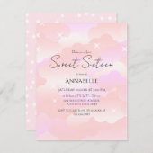 キュートピンクエステティッククラウドSweet sixteen誕生日 招待状 (正面/裏面)