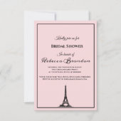 キュートピンクエッフェルタワーパリブライダルシャワー 招待状 (正面)