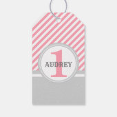 キュートピンクエレファントファースト誕生日 ギフトタグ (裏面)