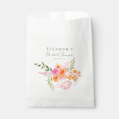 キュートピンクオレンジフローラ水彩ブライダルシャワー フェイバーバッグ (正面)