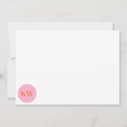 キュートピンクオレンジモノグラムイニシャル パーソナライズされた サンキューカード (正面)