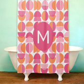 キュートピンクオレンジ中世紀半モダン期モノグラムの シャワーカーテン