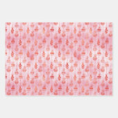 キュートピンクオレンジ金ゴールドクリスマスホリデー ラッピングペーパーシート (正面2)