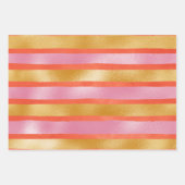 キュートピンクオレンジ金ゴールドクリスマスホリデー ラッピングペーパーシート (正面)