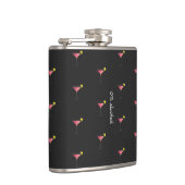 キュートピンクカクテルパターンカスタム文字ブラック フラスク (右)