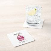 キュートピンクカップケーキ紙コースター スクエアペーパーコースター (インサイチュ)