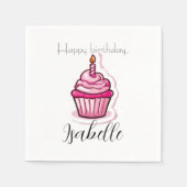 キュートピンクカップケーキ紙 スタンダードカクテルナプキン (正面)