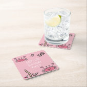 キュートピンクカニシーアニマルズガールハッピーバースデー ペーパーコースター (インサイチュ)