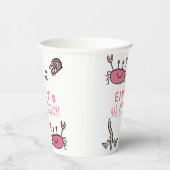 キュートピンクカニシーアニマルズガール誕生日 紙コップ (右)