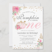 キュートピンクカボチャフローラ1st誕生日招待状 招待状 (正面)