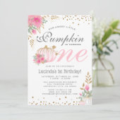 キュートピンクカボチャフローラ1st誕生日招待状 招待状 (スタンド正面)