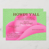 キュートピンクカントリーカウボーイハット誕生日招待状 招待状 (正面/裏面)