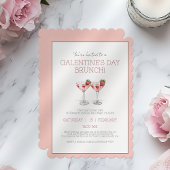 キュートピンクガレンティンズデイガーリーブランチパーティー 招待状