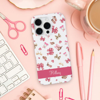キュートピンクガーリー女性のカーボーイコケパーソナライズされたット iPhone 16 PROケース
