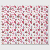 キュートピンクガーリー格言4歳誕生日 ラッピングペーパー (フラット)