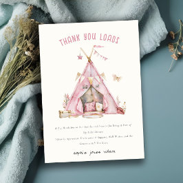 キュートピンクガールズテントスリープバースランバー誕生日 サンキューカード