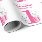 キュートピンクガールズファースト誕生日 ラッピングペーパー (ロールコーナー)