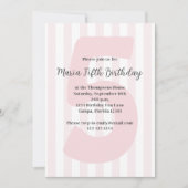 キュートピンクガールフィフス誕生日お洒落誕生日 招待状 (正面)