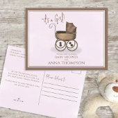 キュートピンクガールヴィンテージベビーキャリッジクラシック インビテーションポストカード