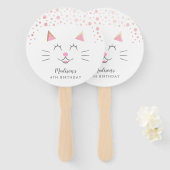 キュートピンクキティキャット誕生日 ハンドファン (正面&裏面)