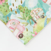 キュートピンクキャンパーキャンピングブランケット フリースブランケット (角)