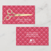 キュートピンクキルト金ゴールドシザー美容師サロン 名刺 (正面/裏面)