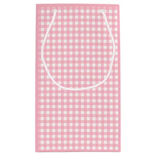 キュートピンクギンガムピクニックプリントサンキューバッグ スモールペーパーバッグ (裏面)