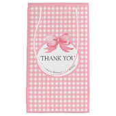 キュートピンクギンガムピクニックプリントサンキューバッグ スモールペーパーバッグ (正面)
