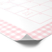 キュートピンクギンガムボウベビー締め切り日カレンダー ポスター (角)