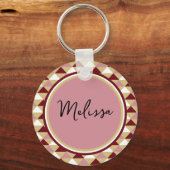 キュートピンククリスマススノーバニーラビットイラストレーション キーホルダー (裏面)