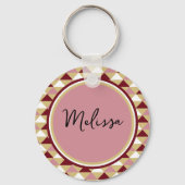 キュートピンククリスマススノーバニーラビットイラストレーション キーホルダー (裏面)