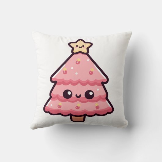 キュートピンククリスマスツリーキャラクター クッション (裏面)