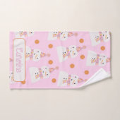 キュートピンククリスマス水玉模様雪だるまカスタム ハンドタオル (ハンドタオル)