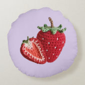 キュートピンクグラニーミニマルシックなクロチェットストロベリー ラウンドクッション (裏面)