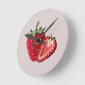 キュートピンクグラニーミニマルシックなクロチェットストロベリー ラウンド壁時計 (傾斜)