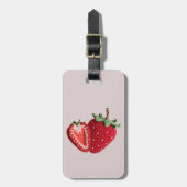 キュートピンクグラニーミニマルシックなクロチェットストロベリー ラゲッジタグ (正面縦)
