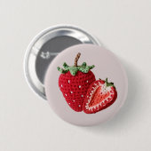 キュートピンクグラニーミニマルシックなクロチェットストロベリー 缶バッジ (正面&裏面)