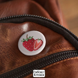 キュートピンクグラニーミニマルシックなクロチェットストロベリー 缶バッジ