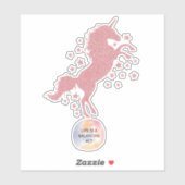 キュートピンクグリッターグレームユニコーン シール (シート)