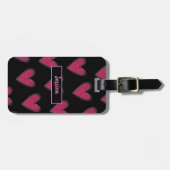 キュートピンクグリッターハート ラゲッジタグ (正面横)