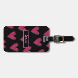 キュートピンクグリッターハート ラゲッジタグ